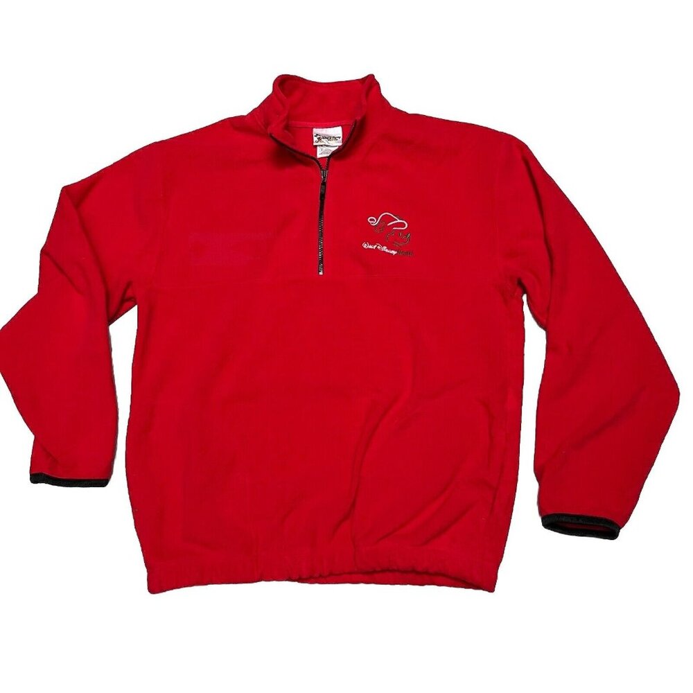 Walt Disney World Pullover Zip Up Sweater Red Christmas Mickey Mouse Medium